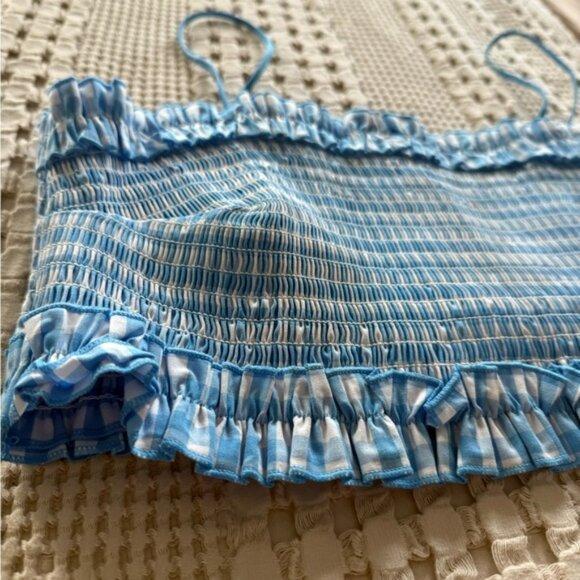 NEW Colsie Blue and White Plaid Bralette Top Size XL - Picture 3 of 6